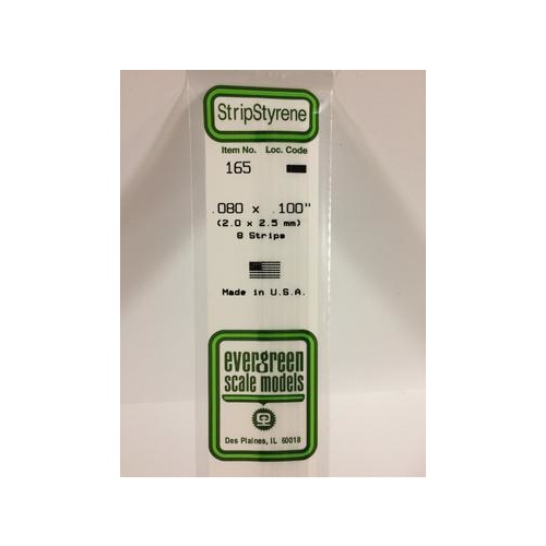 Evergreen - Styrene Strip White .080 X .100 X 14 - #165