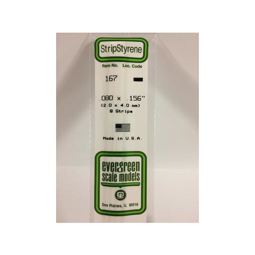 Evergreen - Styrene Strip White .080 X .156 X 14 - #167