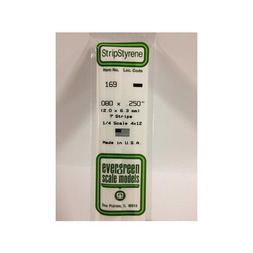 Evergreen - Styrene Strip White .080 X .250 X 14 - #169