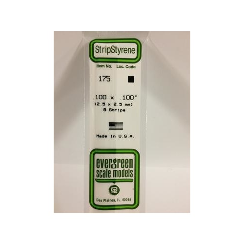 Evergreen - Styrene Strip White .100 X .100 X 14 - #175