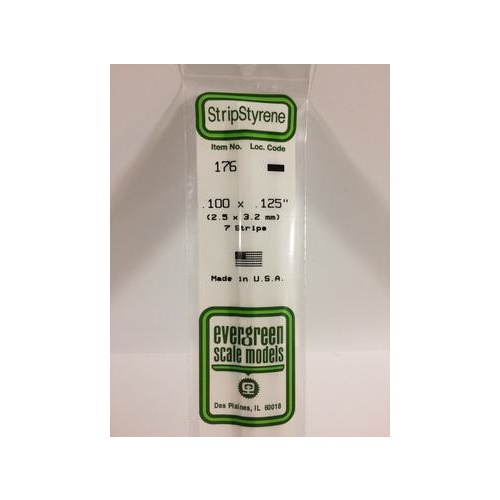 Evergreen - Styrene Strip White .100 X .125 X 14 - #176