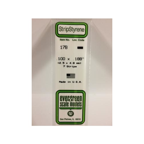 Evergreen - Styrene Strip White .100 X .188 X 14 - #178