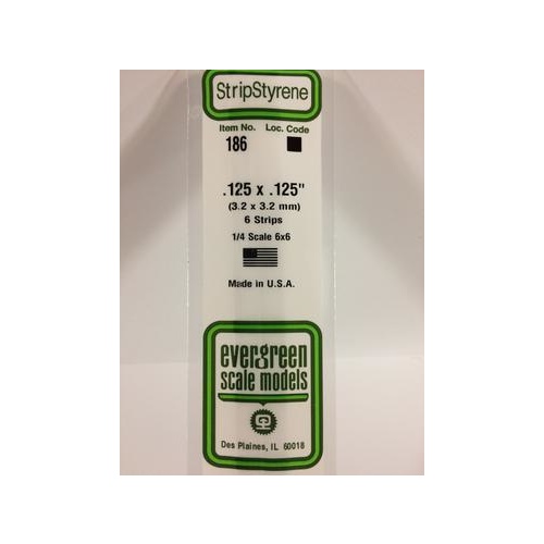 Evergreen - Styrene Strip White .125 X .125 X 14 - #186