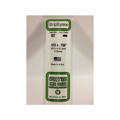 Evergreen - Styrene Strip White .125 X .156 X 14 - #187