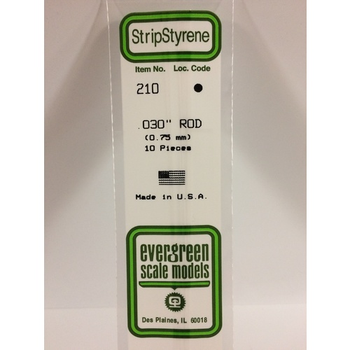 Evergreen - Styrene Rod White .030 X 14 - #210