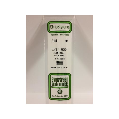 Evergreen - Styrene Rod White .125 X 14 - #214