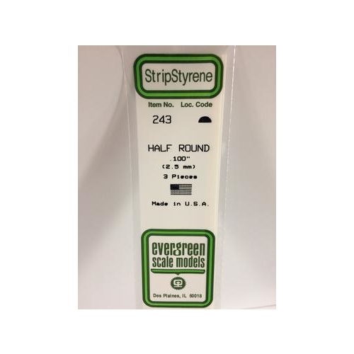 Evergreen - Styrene Half Round .100 X 14 - #243