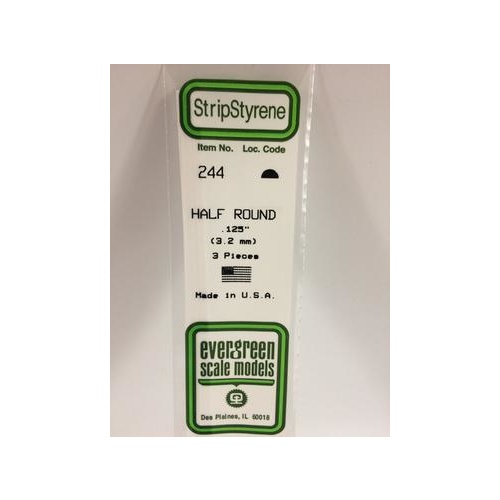 Evergreen - Styrene Half Round .125 X 14 - #244