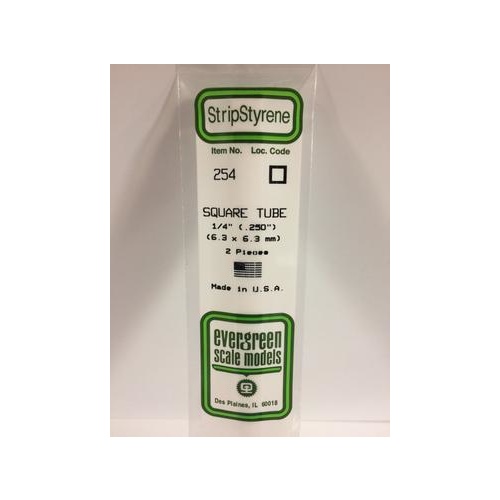 Evergreen - Square Styrene Tubing .250 X 14 - #254
