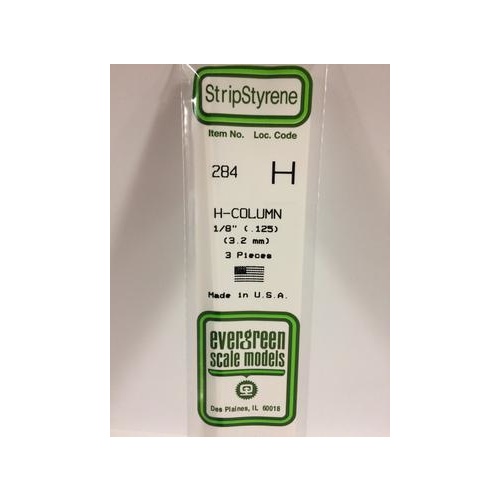 Evergreen - H-Columns .125 X 14 (3.2 X 356 mm) - #284
