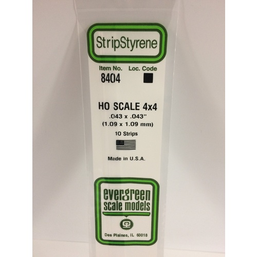 Evergreen - HO Strip 4X4 - #8404