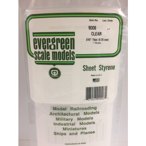 Evergreen - Clear .010 ' Sheets - #9006