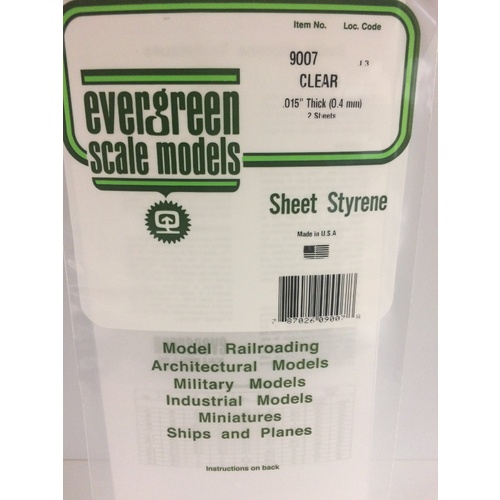 Evergreen - Clear .015' Sheets - #9007