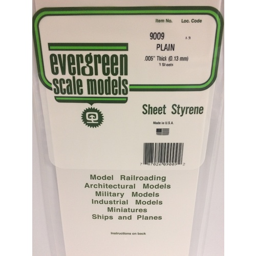 Evergreen - Plain .005' Sheets - #9009