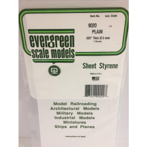 Evergreen - Plain .020 ' Sheets - #9020