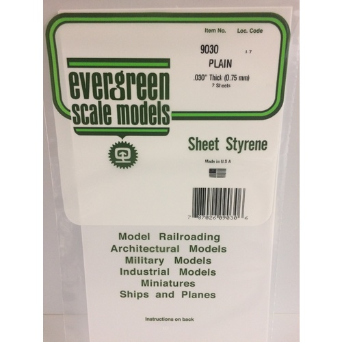 Evergreen - Plain .030 ' Sheets - #9030