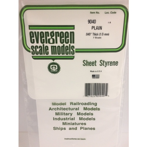 Evergreen - Plain .040 ' Sheets - #9040