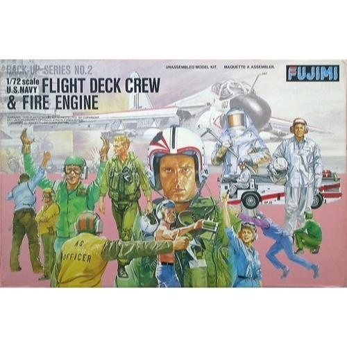 Fujimi - 1/72 Flight deck crews & Fire engine (USN) (FDC-2) Plastic Model Kit