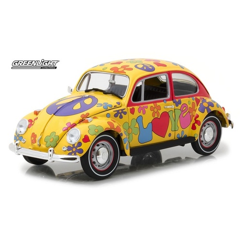 Greenlight Collectibles - 1/18 Hippie Peace & Love 1967 VW Beetle Right Hand Drive  - GL13509