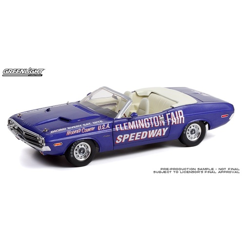 Greenlight Collectibles - 1/18 Flemington Fair Speedway Official Pace Car 1971 Dodge Challenger Convertible - GL13617