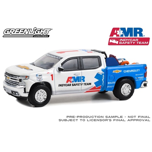 Greenlight Collectibles - 1/64 (6pcs) 2022 NTT AMR Indycar Safety Team #1 w/Safety Equipment in Truck Bed 2022 Chev Silverado   - GL30403