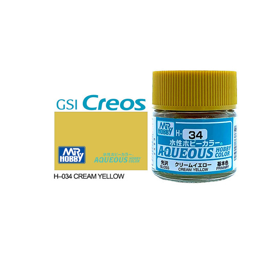 Mr Hobby - Aqueous Gloss Cream Yellow - Acrylic 10ml -  H-034