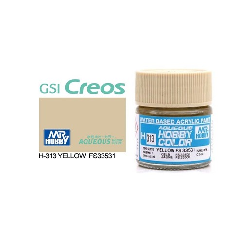 Mr Hobby - Aqueous Semi-Gloss Yellow Fs33531 - Acrylic 10ml -  H-313