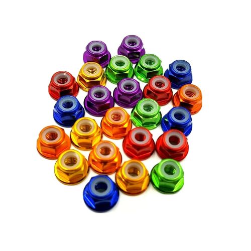 Flanged Nyloc Anodised Wheel Nuts M4 5 pieces
