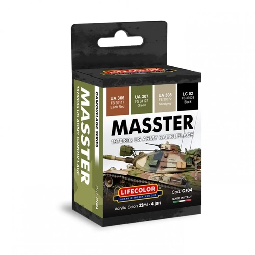 LifeColor MASSTER 1970/80 US Army Camouflage Scheme - 4 Colour Acrylic Paint Set