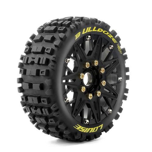 Louise RC -B-ULLDOZE  - 1-8 Buggy Tire Set - Mounted Removable Hex 0 & 1/2 offset 17mm Black