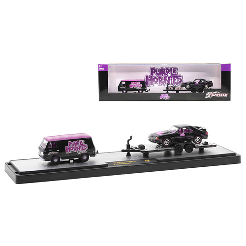 M2 Machines - 1/64 Auto-Haulers Release 56 - Purple Hornies - 1965 Ford Econoline Delivery Van and 1988 Ford Mustang GT