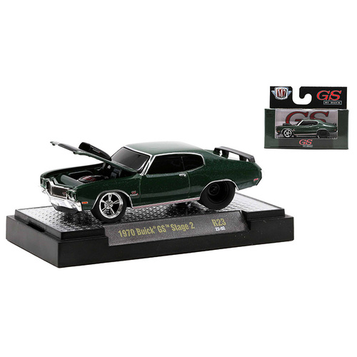 M2 Machines - 1/64 Ground Pounders Release 23 - 1970 Buick GS Stage 2 in Emerald Mist Green