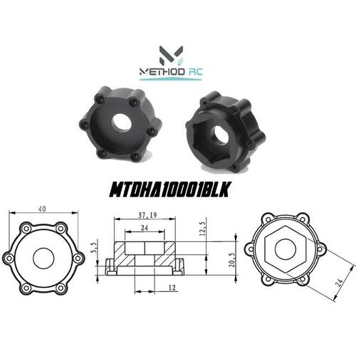 Method RC - Hex Adapters Metal 6x40/12.5mm OS 24mm Suit X Maxx