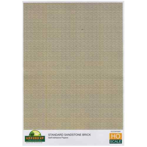 Ground Up Scenery - Self Adhesive Paper Standard Brick Sandstone 5Pk - GUS-SAPSSB5