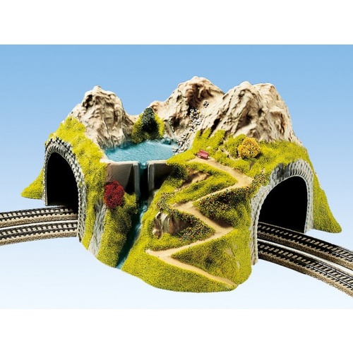 Noch - HO Corner Tunnel Double Track, Curved, 43 x 41cm