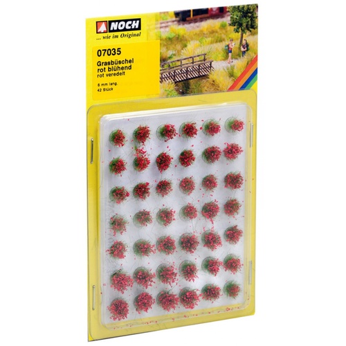 Noch - Grass Tufts Mini Set “Blooming” Red, 42 Pieces, 6mm