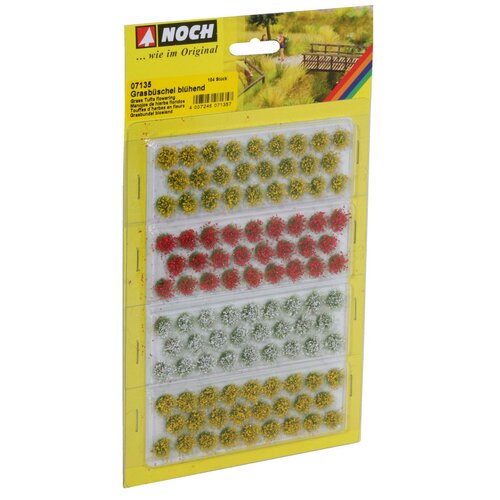 Noch - Grass Tufts “Blooming” Yellow, Red, White, 104 Pieces, 6mm