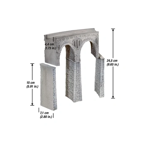 Noch - HO Quarrystone Viaduct, Curved Radius R2 (437.5mm, 30°)