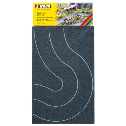 Noch - HO Federal Road Curve Asphalt, 2 Pieces, each 8cm Wide