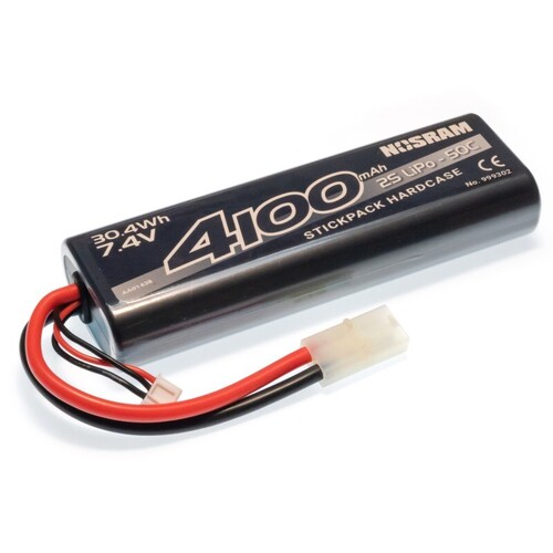 Nosram - LiPo Battery 7.4v 2S 4100mah Round Stick Pack w/Tamiya plug