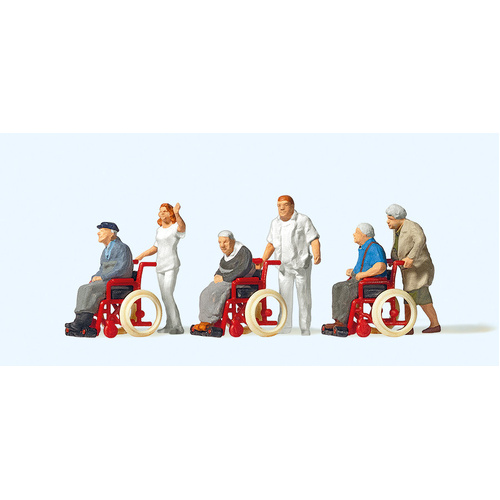 Preiser - 6 Figures, 3 Wheelchairs - 10479