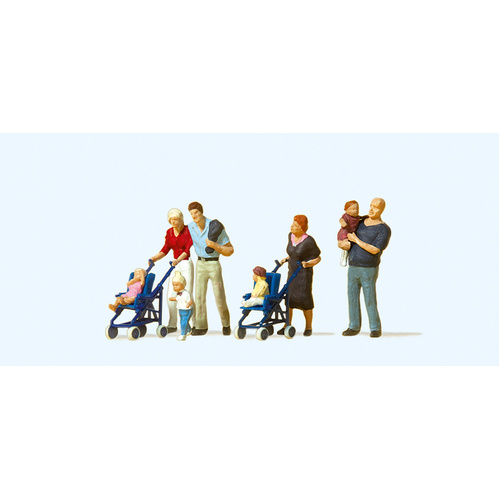 Preiser - Parents W/Children & Strollers - 10494