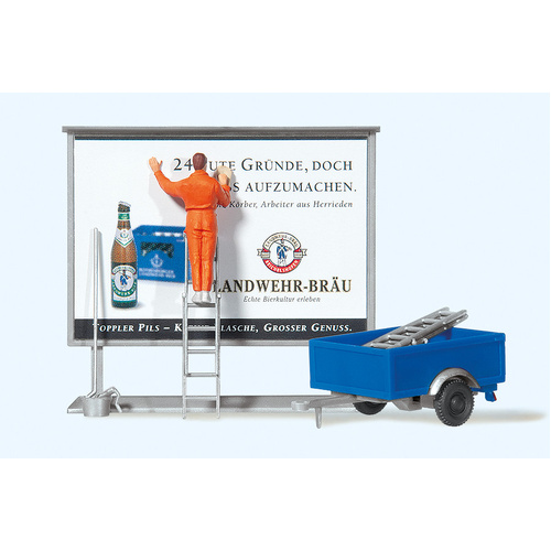 Preiser - Worker On Ladder Posters Trailer Etc - 10526
