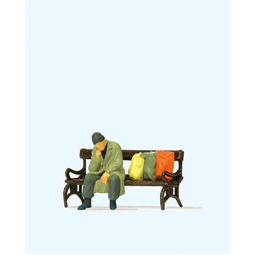Preiser - Homeless Man On Bench - 29094