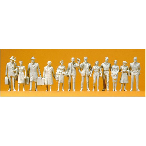 Preiser - 1:32 12 Unpainted Psgrs & Pssrs-By - 63000