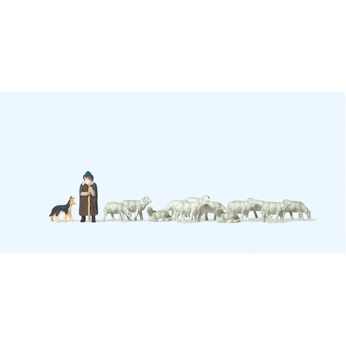 Preiser - N Shepherd With Flock - 79160