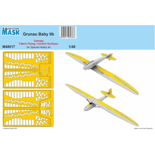 Special Hobby 1/48 Grunau Baby IIB Mask Canopy Fabric Flying / Control Surfaces