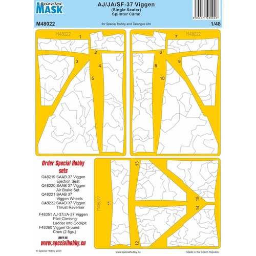 Special Hobby 1/48  AJ/JA/SF-37 Viggen (Single Seater) Splinter Camo MASK