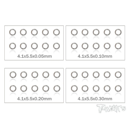 TWorks - 4mm Shim Washer Set (0.05, 0.1, 0.2, 0.3mm each 10pcs.)