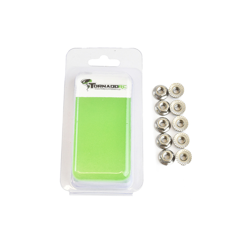 Tornado RC - 3MM FLANGED SERRATED NUT 10 PER PACK (SUB FOR TRC-18301-40)